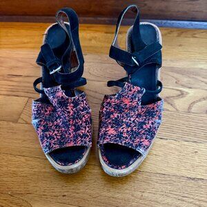 Rachel Comey Richi platform clog sandals in black suede and red/black size 9